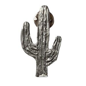 Southwestern Pewter Cactus Pin Brooch Western Cowgirl Rodeo Festival Jewelry